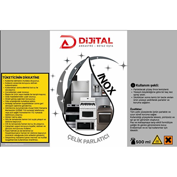 Dijital Ankastre Inox Çelik Parlatıcı