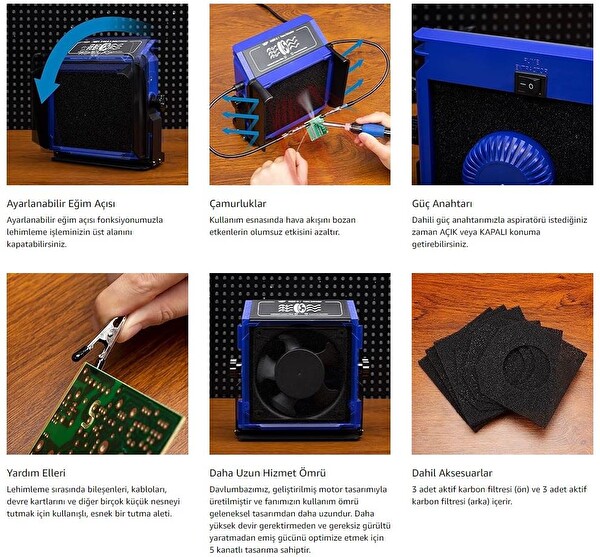 Sunline 948DQ-I Çift Filtreli Masaüstü Duman Emici