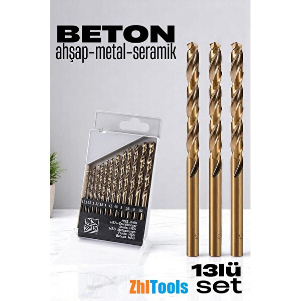 ZHL Tools 13'lü Beton Çelik Metal Ahşap Matkap Ucu Seti