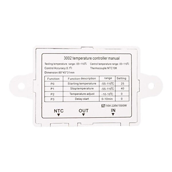 Powermaster XH-W3002 220V Dijital Kuluçka Sıcaklık Termostat Kontrol Anahtarı Modülü