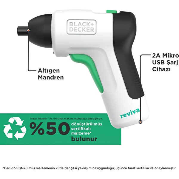 Black Decker Reviva REVSD4C-XJ 3.6 V Şarjlı Vidalama