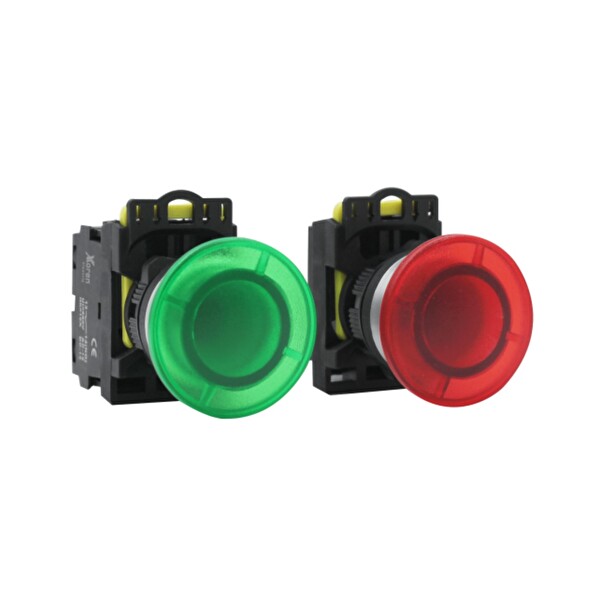 Xkoren 1 NO Kontaklı Yeşil Ledli 10 Adet Kalıcı Mantar Buton