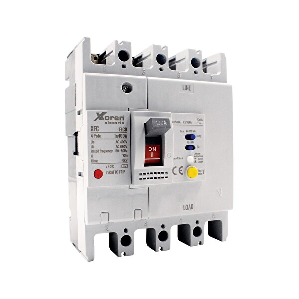 Xkoren 125A 35kA 4 Kutuplu Kaçak Akım Korumalı Kompakt Şalter 125 Kasa - Açtırma Bobinsiz