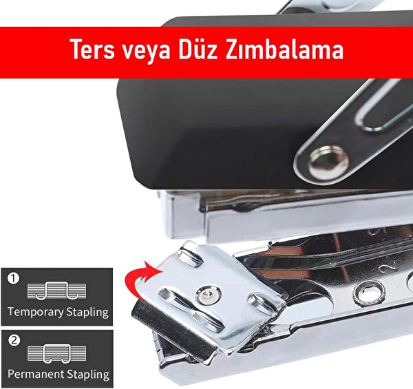 Valkyrie Profesyonel 60 Sayfa Kapasiteli Metal Zımba Tabancası Siyah - 1000 Zımba Teli