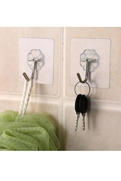 Mithra Life 5 Adet Şeffaf Yapışkanlı Kancalı Duvar Askısı MIT1196