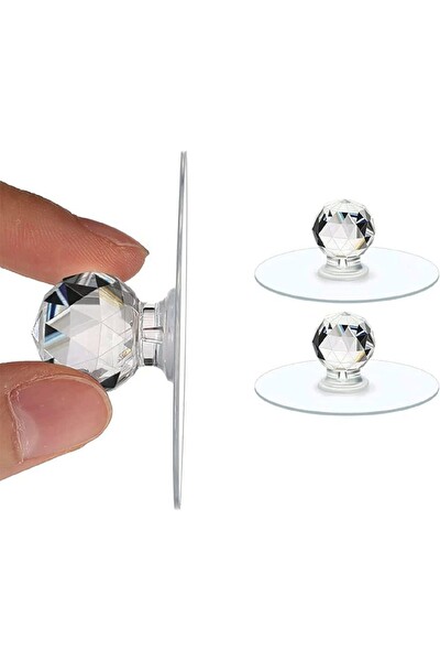 Mithra Life MIT1222 Şeffaf Kristal Görünümlü Dolap Çekmece Kolu Tutma Kulbu Zemin Kancası - 6 Adet