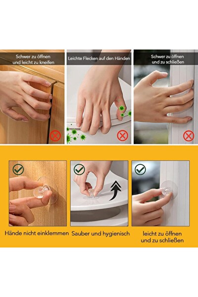 Mithra Life MIT1222 Şeffaf Kristal Görünümlü Dolap Çekmece Kolu Tutma Kulbu Zemin Kancası - 6 Adet