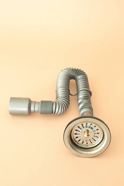 Koldoor Körüklü Çöpmak Mutfak Evye Gider Sifonu Geniş Kafalı Gri