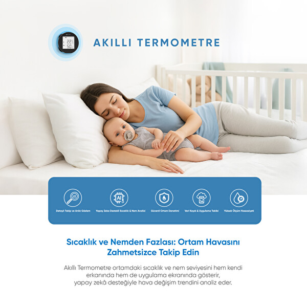Şımart Wi-Fi Bağlantılı Sıcaklık ve Nem Ölçer Uygulama Destekli Akıllı Termometre