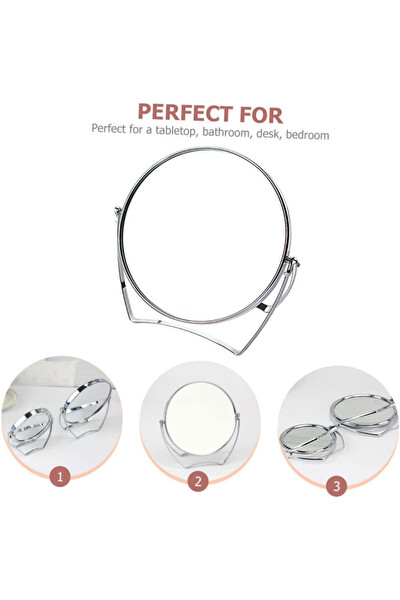 Mithra Life Mini Boy Büyüteçli Çift Taraflı Krom Kaplama Masa Ofis Makyaj Aynası MIT1243