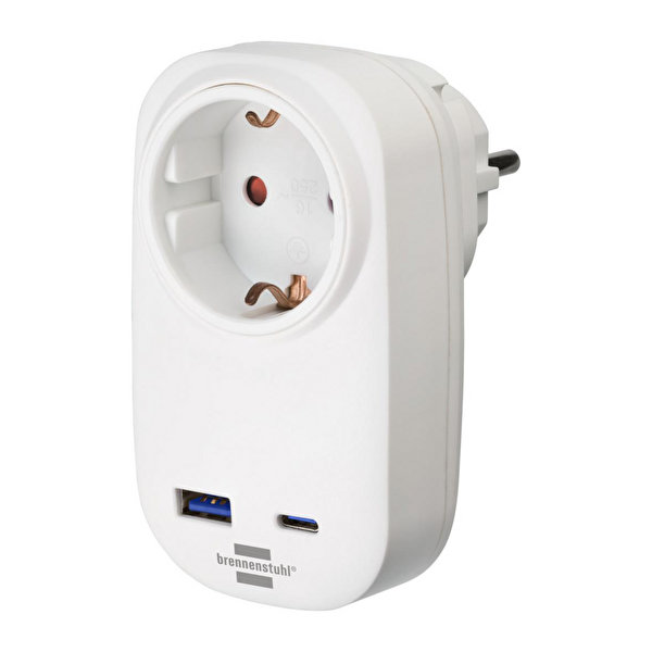Brennenstuhl Premium Serisi Tek Soketli 20W Hızlı Şarj Özellikli 1 Type-C - 1 USB' li Şarj Korumalı Priz