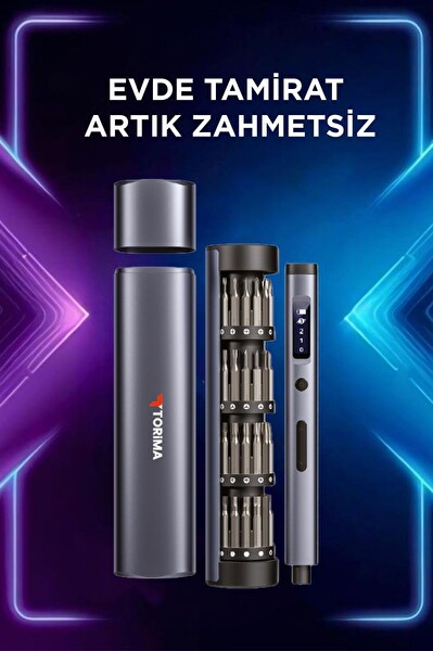 Torima TTS-03 60 Parça Şarjlı Hassas Tornavida Seti – Led Işıklı Mıknatıslı Alüminyum Kasa Type-C