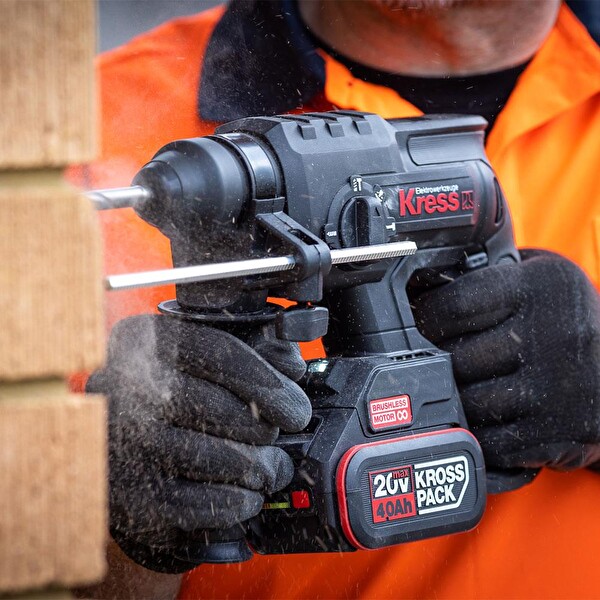 Kress KU390.4 20Volt 4.0Ah. 2.0J Li-ion Çift Akülü Şarjlı Kömürsüz Profesyonel SDS-Plus Pnömatik Kırıcı-Delici