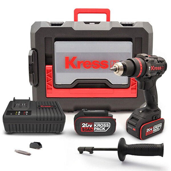 Kress KUC33.1 20Volt-5.0Ah Li-ion 95Nm Çift Akülü Kömürsüz Profesyonel Şarjlı Darbeli Matkap