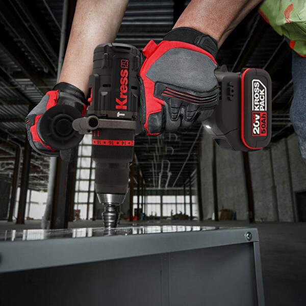 Kress KUC33.1 20Volt-5.0Ah Li-ion 95Nm Çift Akülü Kömürsüz Profesyonel Şarjlı Darbeli Matkap