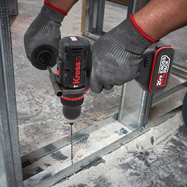 Kress KUC33.1 20Volt-5.0Ah Li-ion 95Nm Çift Akülü Kömürsüz Profesyonel Şarjlı Darbeli Matkap