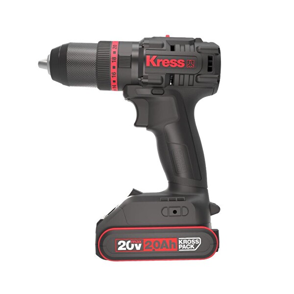 Kress KUC30.1 20Volt-2.0Ah Li-ion 60Nm Çift Akülü Kömürsüz Profesyonel Şarjlı Darbeli Matkap