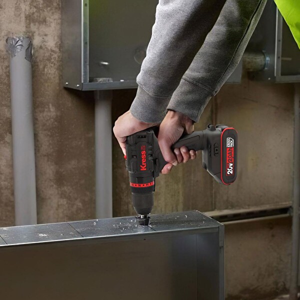 Kress KUC30.1 20Volt-2.0Ah Li-ion 60Nm Çift Akülü Kömürsüz Profesyonel Şarjlı Darbeli Matkap