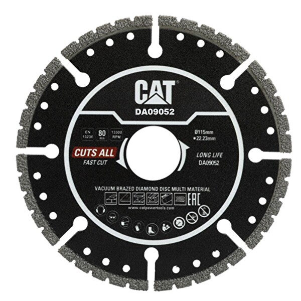 Cat DA09052 115MM Profesyonel Çelik Inox Alüminyum PVC Fayans Çok Amaçlı Elmas Kesme Diski Soketli Aralıklı Kenar