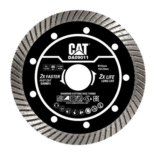 Cat DA09011 115MM Profesyonel Beton Tuğla Parke Taşı Elmas Kesme Diski Turbo Kanallı Kenar