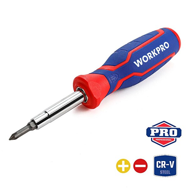 Workpro WP221046 6-IN-1 Profesyonel Çok Fonksiyonlu Değişken Uçlu Tornavida Seti