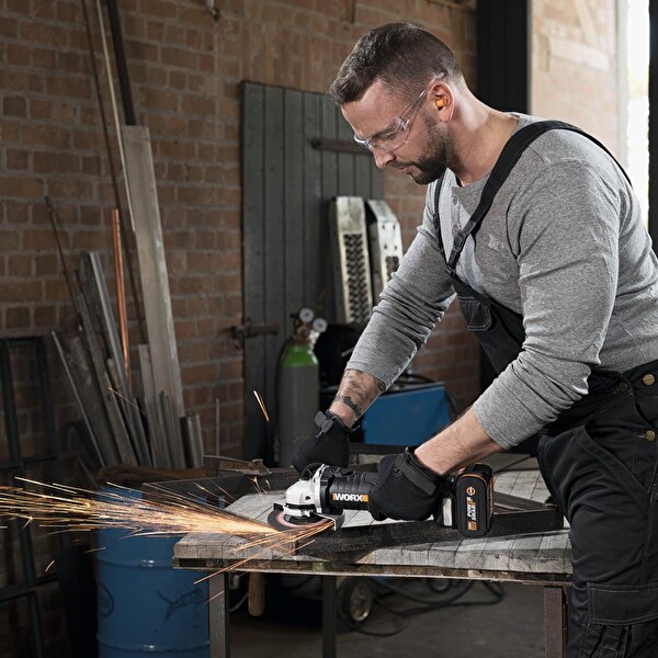 Worx WX812.9C 20Volt 2.0Ah. 125 MM Kömürsüz Profesyonel Tek Akülü Şarjlı Avuç Taşlama