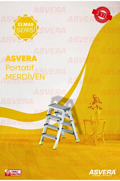 Asvera Yakut Serisi 4+4 Basamak Galvanizli Çift Çıkışlı Merdiven