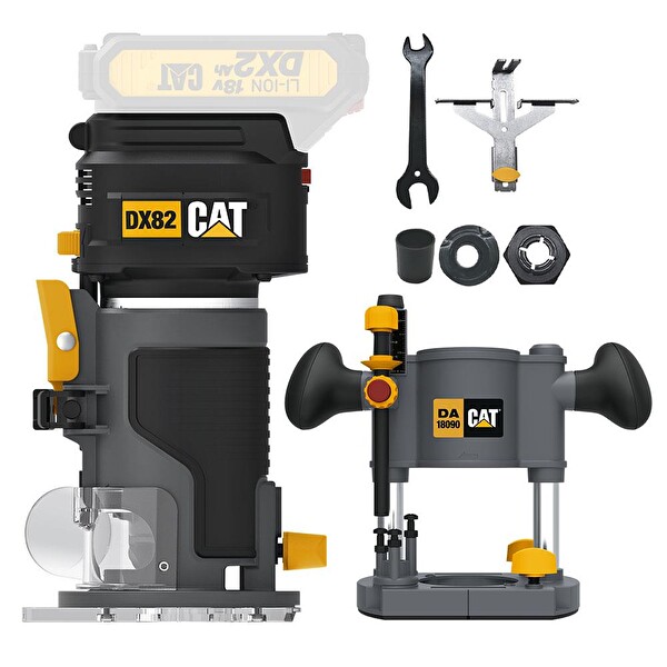 Cat DX82B.3 18V Şarjlı Kömürsüz 6 MM Devir Ayarlı Profesyonel Avuç İçi El Frezesi Formika Tıraşlama - Akü Dahil Değil