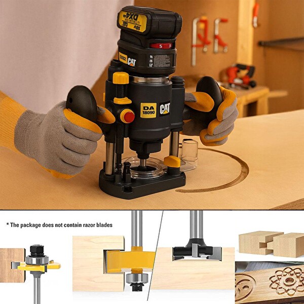 Cat DX82B.3 18V Şarjlı Kömürsüz 6 MM Devir Ayarlı Profesyonel Avuç İçi El Frezesi Formika Tıraşlama - Akü Dahil Değil