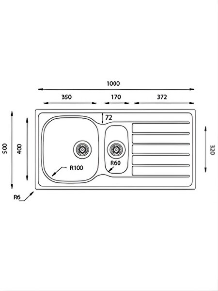 Ukinox Hypnos 100 Sağ Dekorlu Çelik Eviye