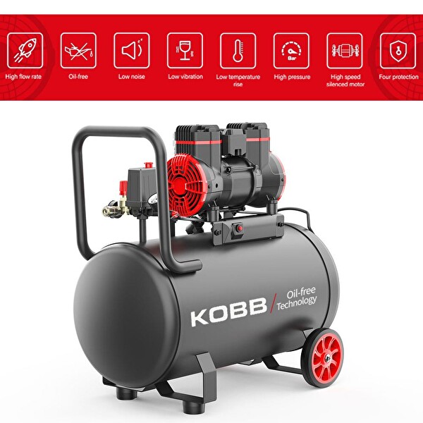 Kobb KBK50S 2.0HP 50 LT 8Bar Yağsız Sessiz Taşınabilir Hava Kompresörü