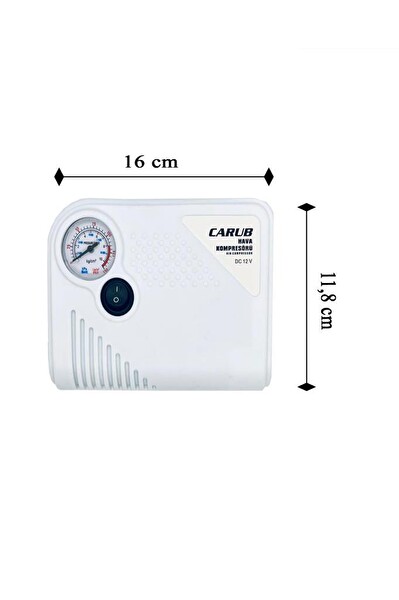Carub BR2491105 12 V 150 PSI Basınçlı Mini Hava Kompresörü Beyaz