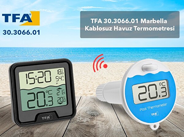 TFA 30.3066.01 Marbella Havuz Sıcaklık Ölçer Ortam Isı Nem Ölçer