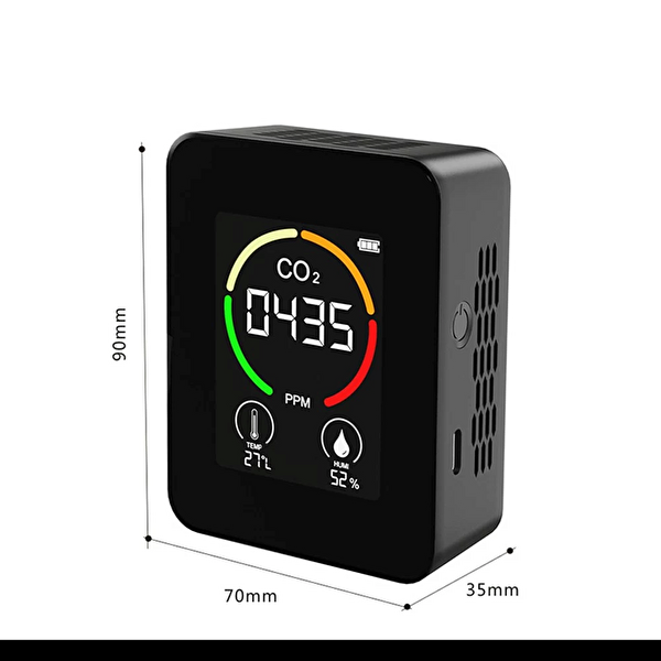 Aek-Tech CO2 Dedektörü Taşınabilir 400-6000 PPM Ev Ofis Sera Hava Kalitesi Ölçüm Cihazı Şarjlı