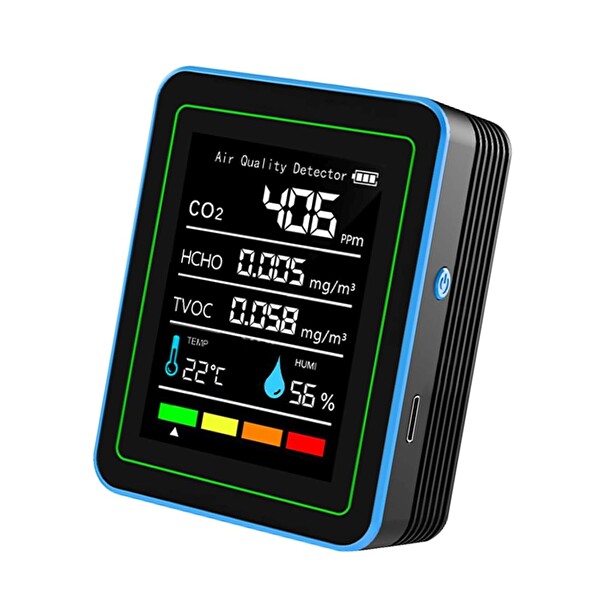 Aek-Tech 5'li CO2 HCHO TVOC Sıcaklık Nem Dedektör Taşınabilir Ev Ofis Hava Kalitesi Ölçüm Cihazı ZN-MT25