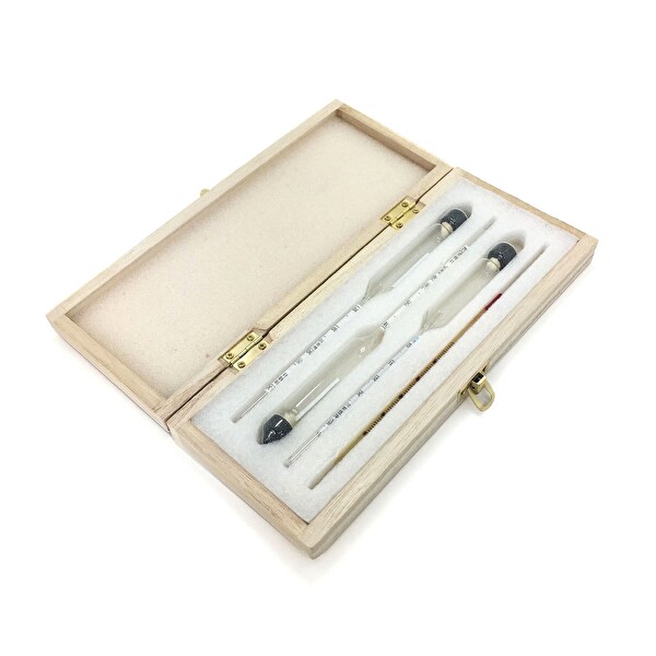 Aek-Tech 3'lü Set Alkolmetre 0-40-70-100 Ahşap Kutulu