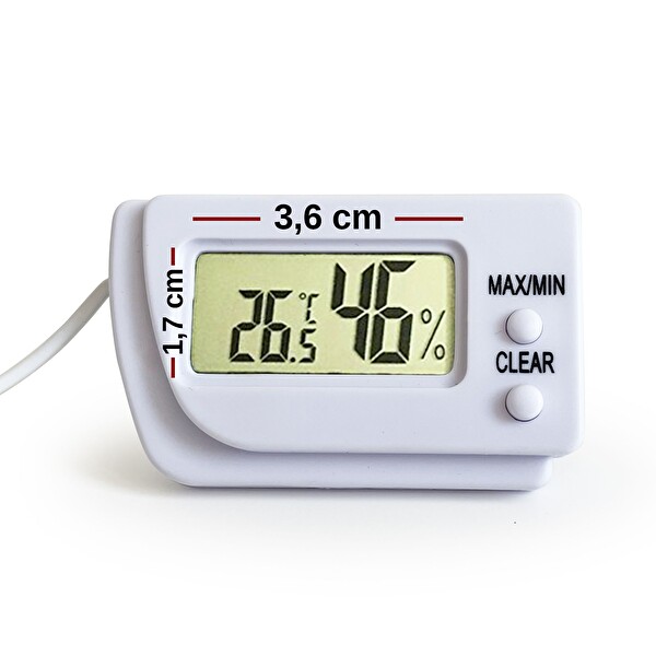 Aek-Tech Dijital Min-Max Prob Termometre Nem Ölçer Beyaz