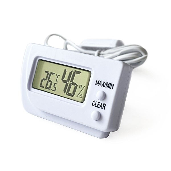 Aek-Tech Dijital Min-Max Prob Termometre Nem Ölçer Beyaz