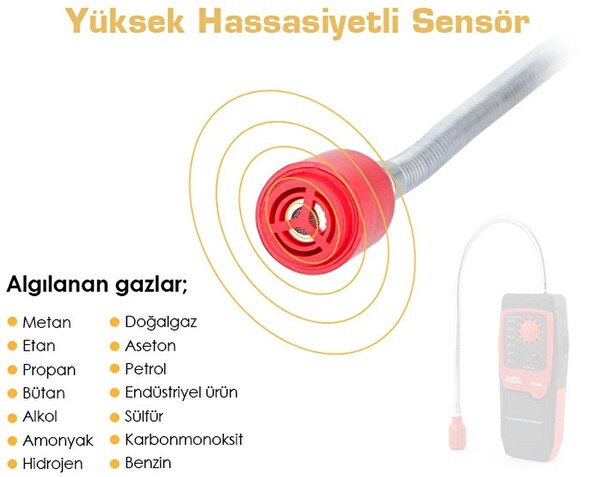 Smart Sensor AT8800L Seviye Alarmlı Yanıcı Gaz Kaçak Dedektörü