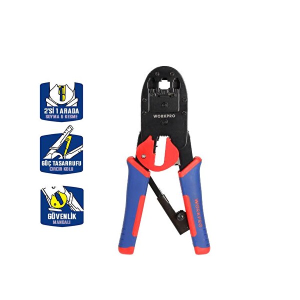 Workpro WP292001 RJ45/RJ11/RJ12/RJ22 Profesyonel Konnektör Sıkma Pensesi