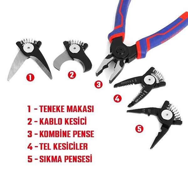 Workpro WP231144 200MM 5 IN 1 Çok Fonksiyonlu Profesyonel Pense Seti
