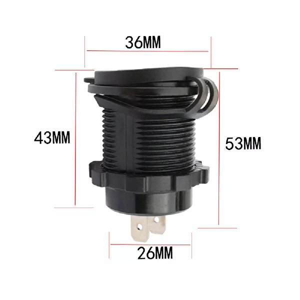 Aek-Tech Voltmetreli USB Portu 4.2A 12V 24V Kırmızı Led Işıklı BJ-VM13