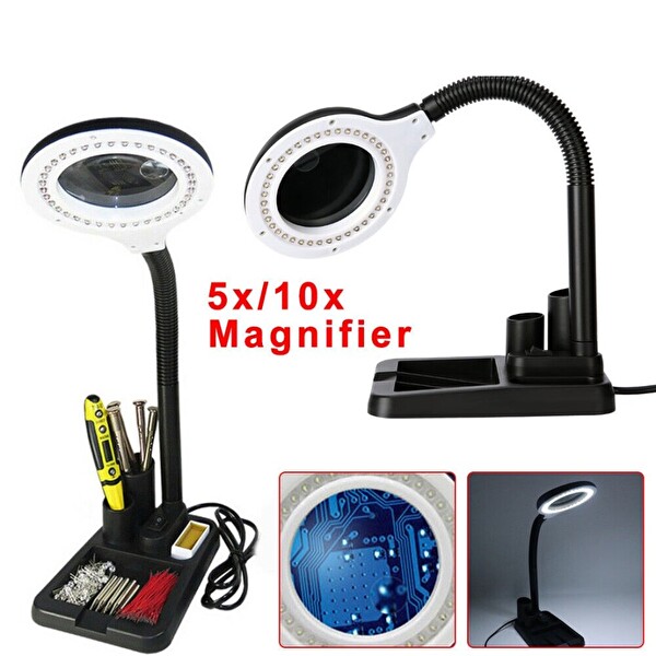 Evimdeyokyok A808 Esnek 5X /10X 40 Led Işıklı Büyüteç - Lamba Büyüteç Okuma - Çalışma Lehim Masa Lambası