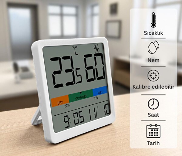 Loyka VGW 23 Kalibrasyon Menülü Sıcaklık Nem Ve Saat Göstergesi Termometre