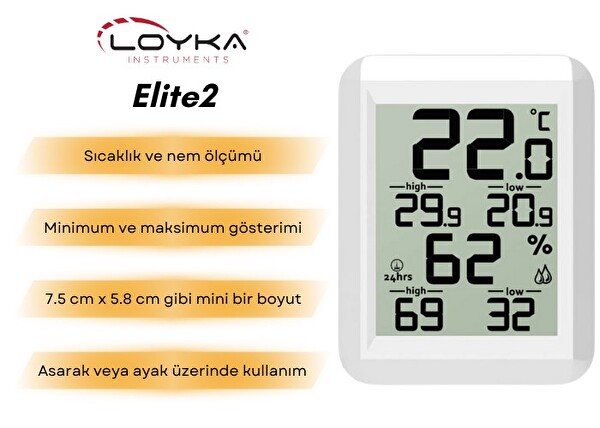 Loyka Elite2 Min Max Sıcaklık Ve Nem Ölçer Termometre
