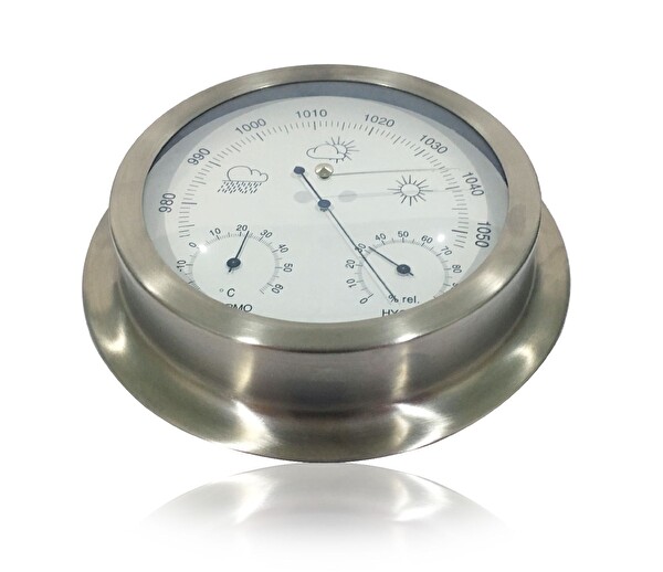 Aek-Tech Mekanik İbreli Barometre Metal Gövde Büyük Beyaz