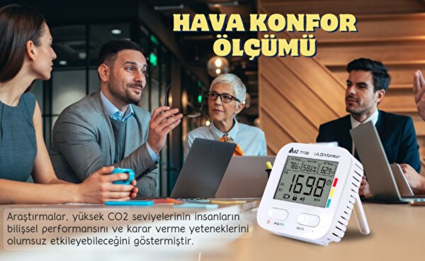 AZ Instruments 7732 Pil İle Çalışır Karbondioksit Sıcaklık Nem Ölçer
