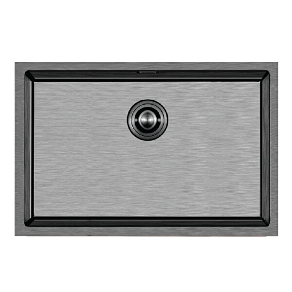Crauf Stella 4454 PVD Füme Siyah 50×40 El Yapımı Eviye-Attivo 4070 Füme Siyah Spralli̇ Batarya Seti