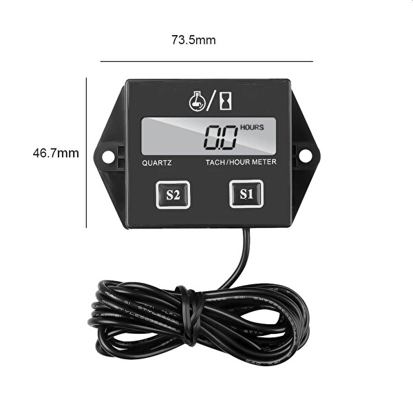 Aek-Tech DT1112 Dijital 2 Zamanlı Motor Takometre Saat Ölçer Rpm