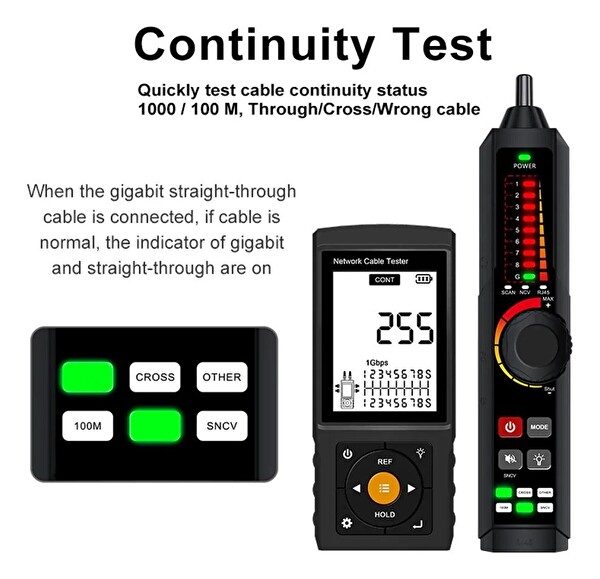 Novacom LT-300S RJ45 Poe Uyumlu Çok Fonksiyonlu Kablo Test Cihazı